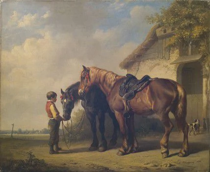 Ш. Ф. Тсхаггени. Мальчик, кормящий лошадей. 1845