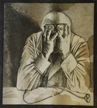 Рабочий день хирурга Е.Н. Мешалкина. Триптих. 1980