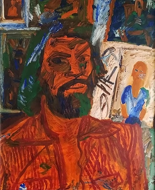 Автопортрет в красной куртке. 1975